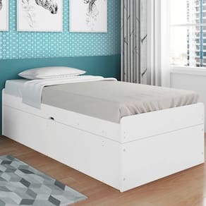 Cama Solteiro Baú Cinthya Branco