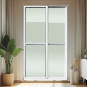 Porta de Correr 2 Folhas Moveis 210 X 150 Elite com Fecho Automático Vidro Liso Branco