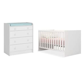 Quarto De Bebê Cômoda 2523 E Berço Mini Cama 1344 Doce Sonho Branco