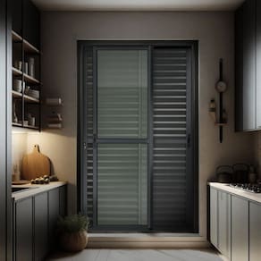 Porta de Correr Venez. 3 Folhas Moveis 210 X 120 Elite com Fechadura Tetra Vidro Liso Preto