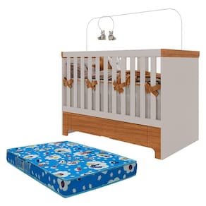 Berço Americano Mini Cama com Gaveta Antonella Off White Caramelo com Colchão Ortobom – Canaã