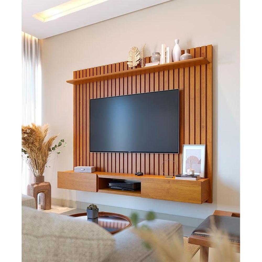 Painel para TV Home Suspenso Ripado Ambiente Loft 2.2 Nature - Imcal