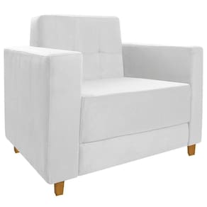Poltrona Decorativa Denver Suede Branco - Doce Sonho Móveis