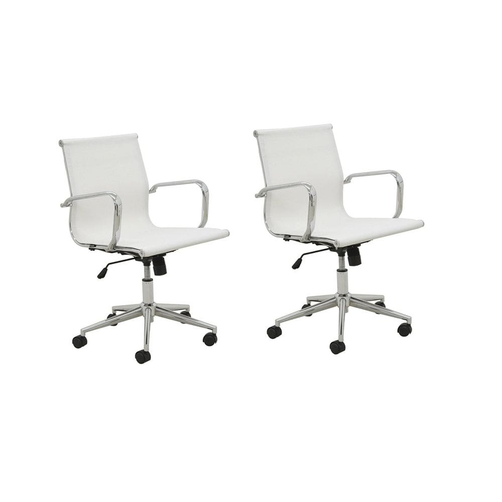 Kit 2 Cadeiras de Escritório Diretor Office Sevilha Tela Rivatti Branco