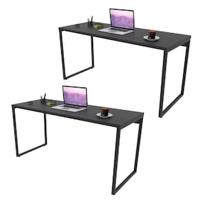 Kit 2 Mesas De Escritório Office 150Cm Estilo Industrial Prisma C08 Preto Onix - Mpozenato