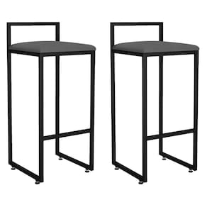 Kit 02 Banquetas Altas Hanna Preto Suede Cinza