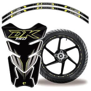 Kit Protetor Adesivo Tanque E Aro Moto Haojue Dk 150 Preto Cor Preto