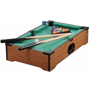 Bilhar de mesa sinuca snooker portátil tacos e bolas 31x51cm