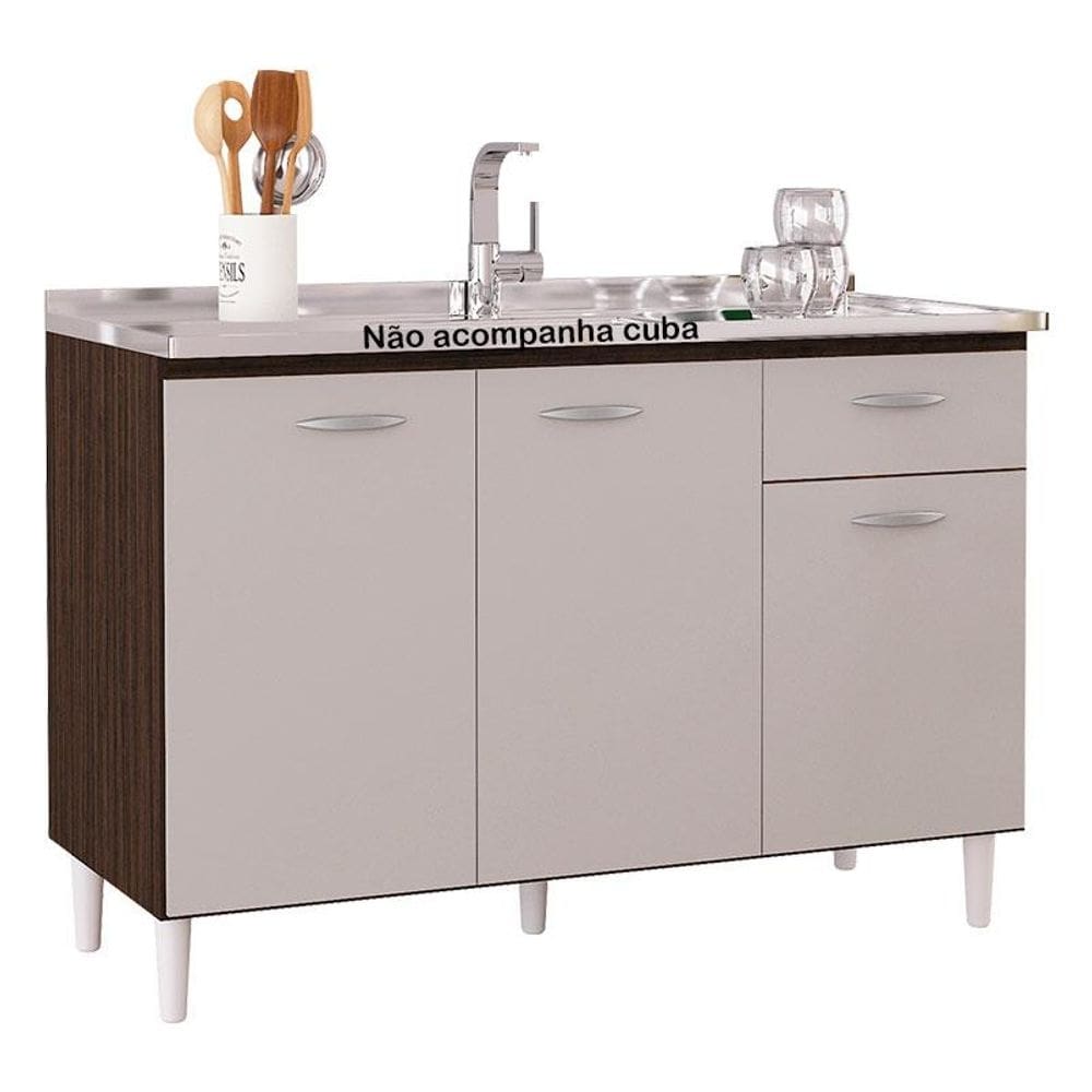 Balcão de Pia 120 cm Chocolate Off White – Poquema
