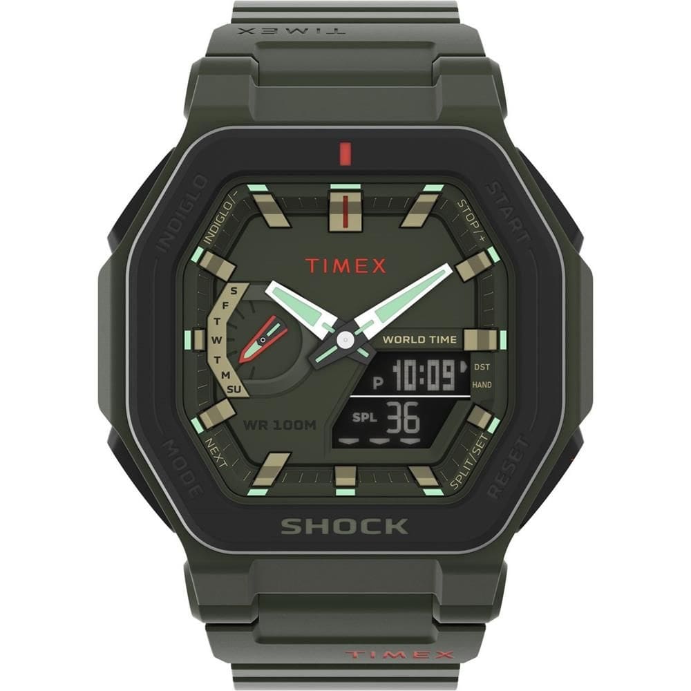 Relógio Timex Masculino Ref: Tw2v35400m Shock Anadigi Green