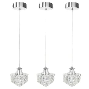 Kit 3 Pendente Cristal Detalhe Metal Polido Lavabo G9 Bet43