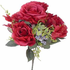 Kit flor artificial 8 buques de rosas vermelhas