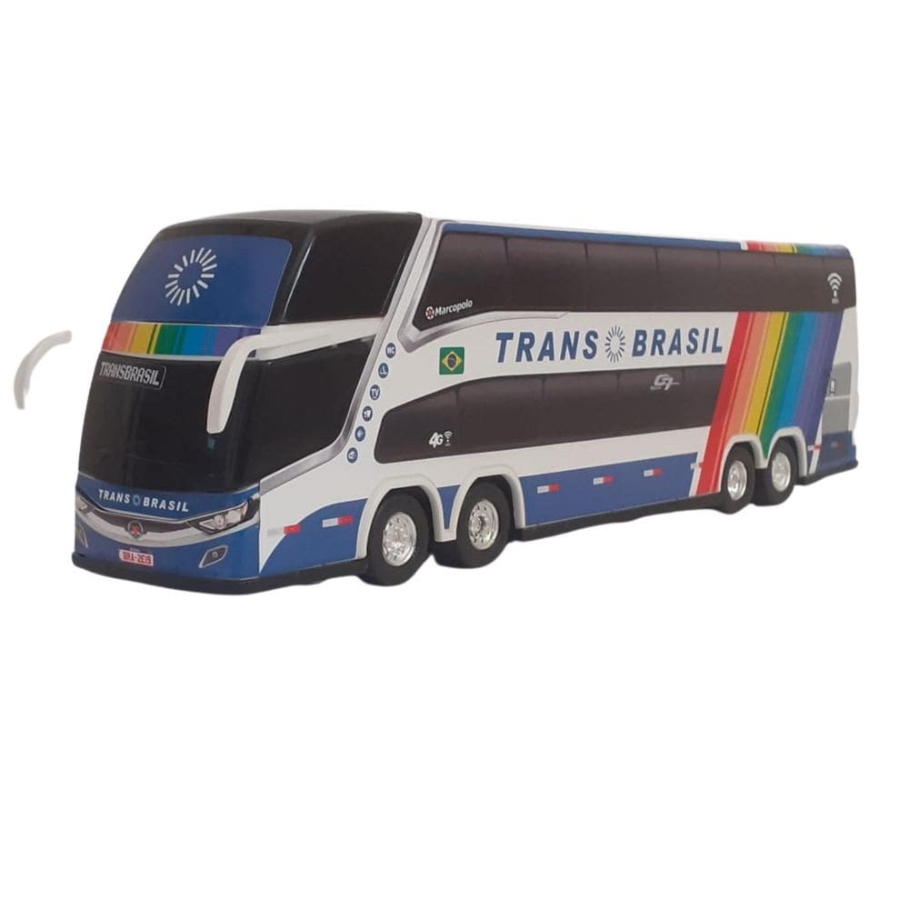 Miniatura ônibus trans brasil 2 andares 30cm