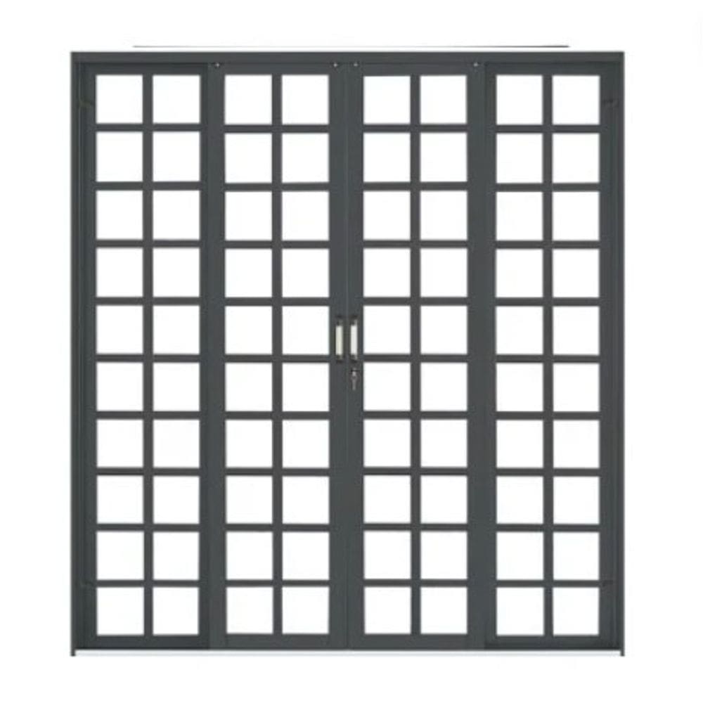 Porta De Correr 4 Folhas Vidro Quadriculado 204X210cm Vitralfer