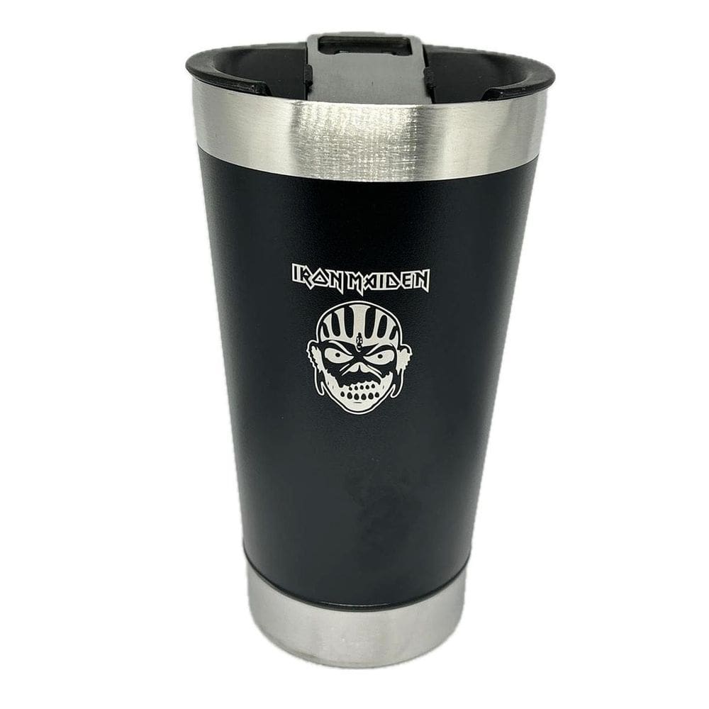 Copo Térmico Iron Maiden 500Ml Gelado Quente Tampa + Abridor