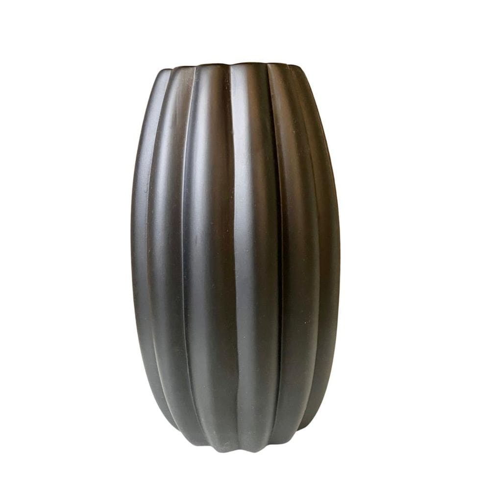 Vaso centro de mesa alto relevo moderno cacau preto fosco