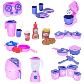Kit infantil menina panela comidinhas eletro louça 33pç