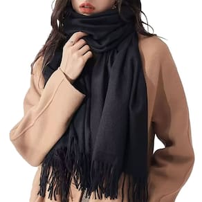 Pashmina Cachecol Scarf Xale Echarpe Lenço Longo Inverno Cor Preto