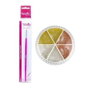 Kit pincel pega strass + disco caviar bronze dourado prata
