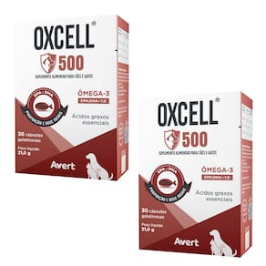 Kit 2 Suplementos Nutricional Avert Oxcell 30 Cápsulas para Cães e Gatos 500mg