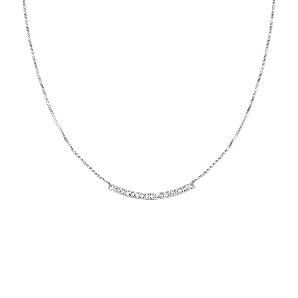 Gargantilha Canoa Zircônia Com Ródio Em Prata 925 45Cm.