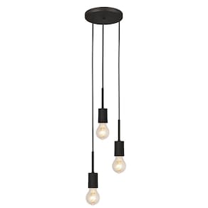 Luminária Pendente Teto Triplo Quarto Cama Sala Preto E27