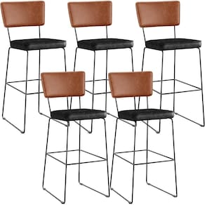 Kit 05 Banquetas Altas Allana L02 Camel Preto