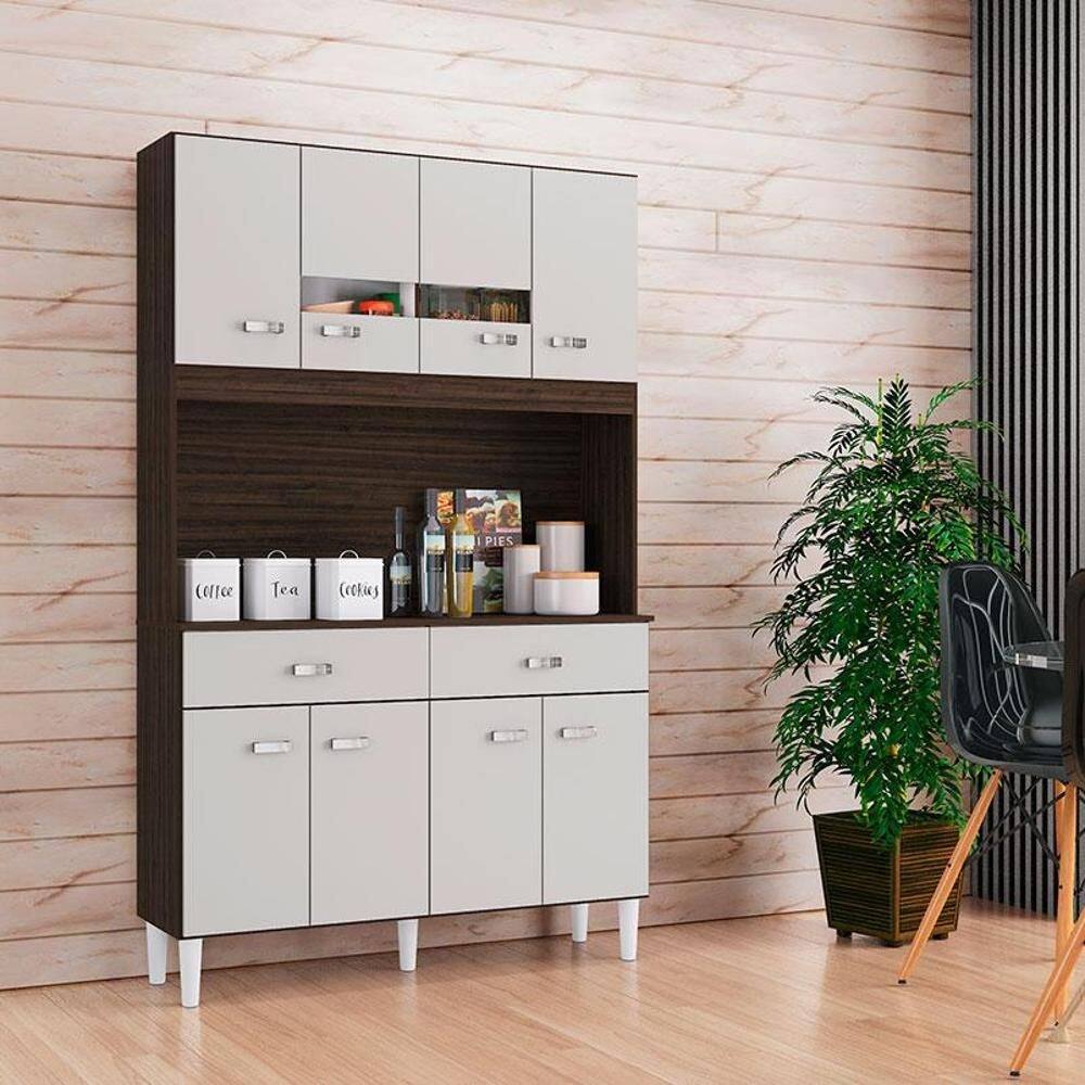 Cozinha Ambiente Kit Manu 8 Portas Chocolate Off White – Poquema
