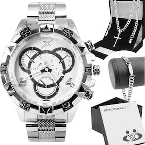 Relogio Masculino Aço Prata Caixa Pulseira Corrente