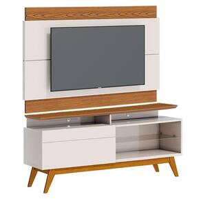 Rack Bancada 1 Gaveta com Nicho e Painel para Tv Classic 1.4 Off White Freijó - Imcal