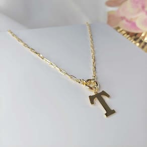 Colar letras folheado ouro 18k - letra-t | sofisticado