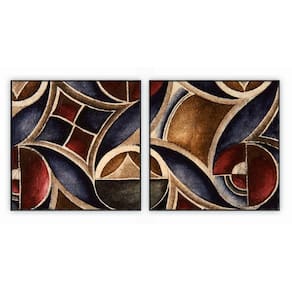 Kit Com 2 Quadros Decorativos Abstratos Com Moldura Para Sala Quarto Escritório 82x82 Abstrato 011