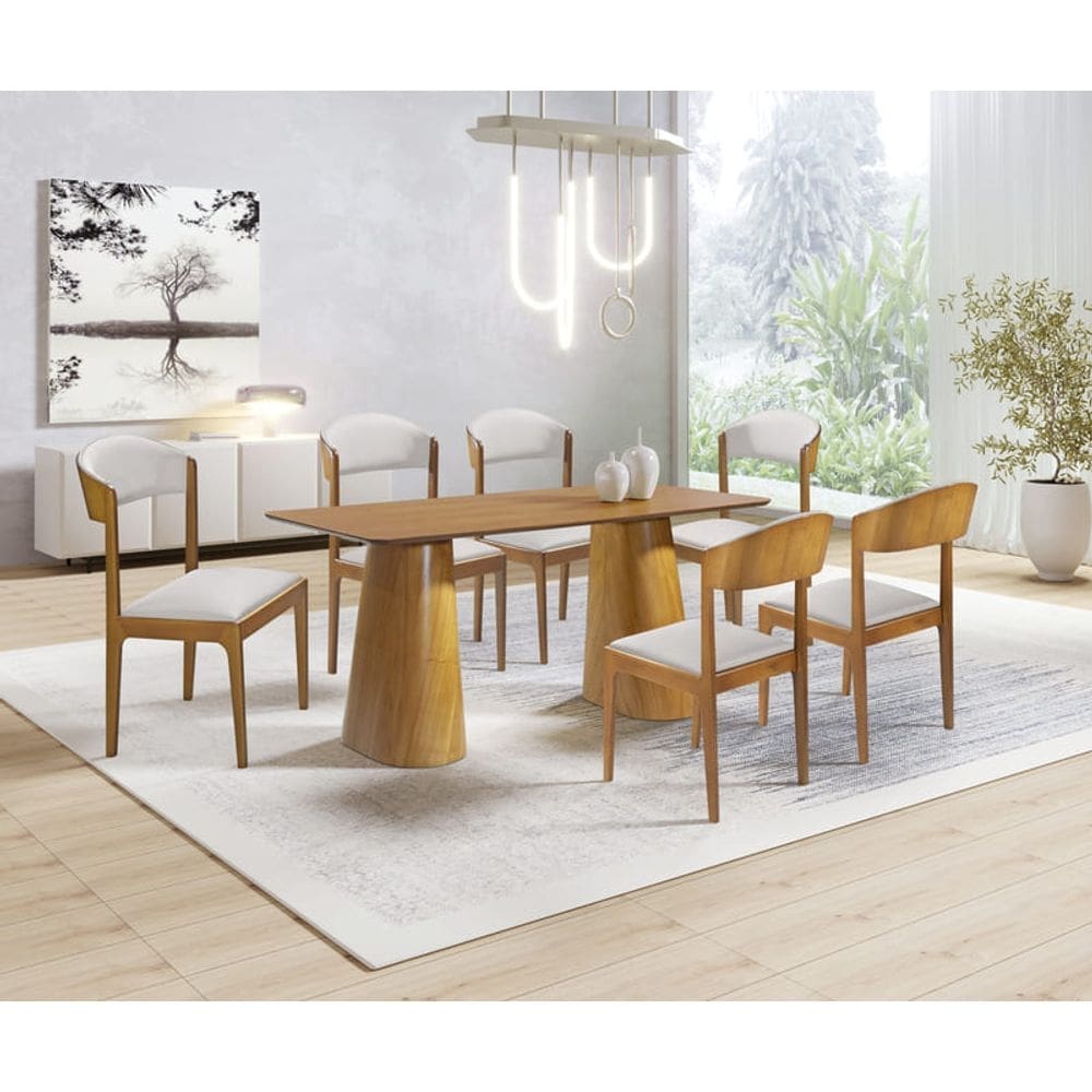 Sala de Jantar Moderna com 6 Cadeiras 1,80x0,90m - Brindisi - Art Salas