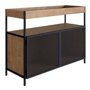 Balcão Buffet Bar Industrial York Artesano 100 Cm (Largura) Em Mdp Vermont Duas Portas Aço Preto