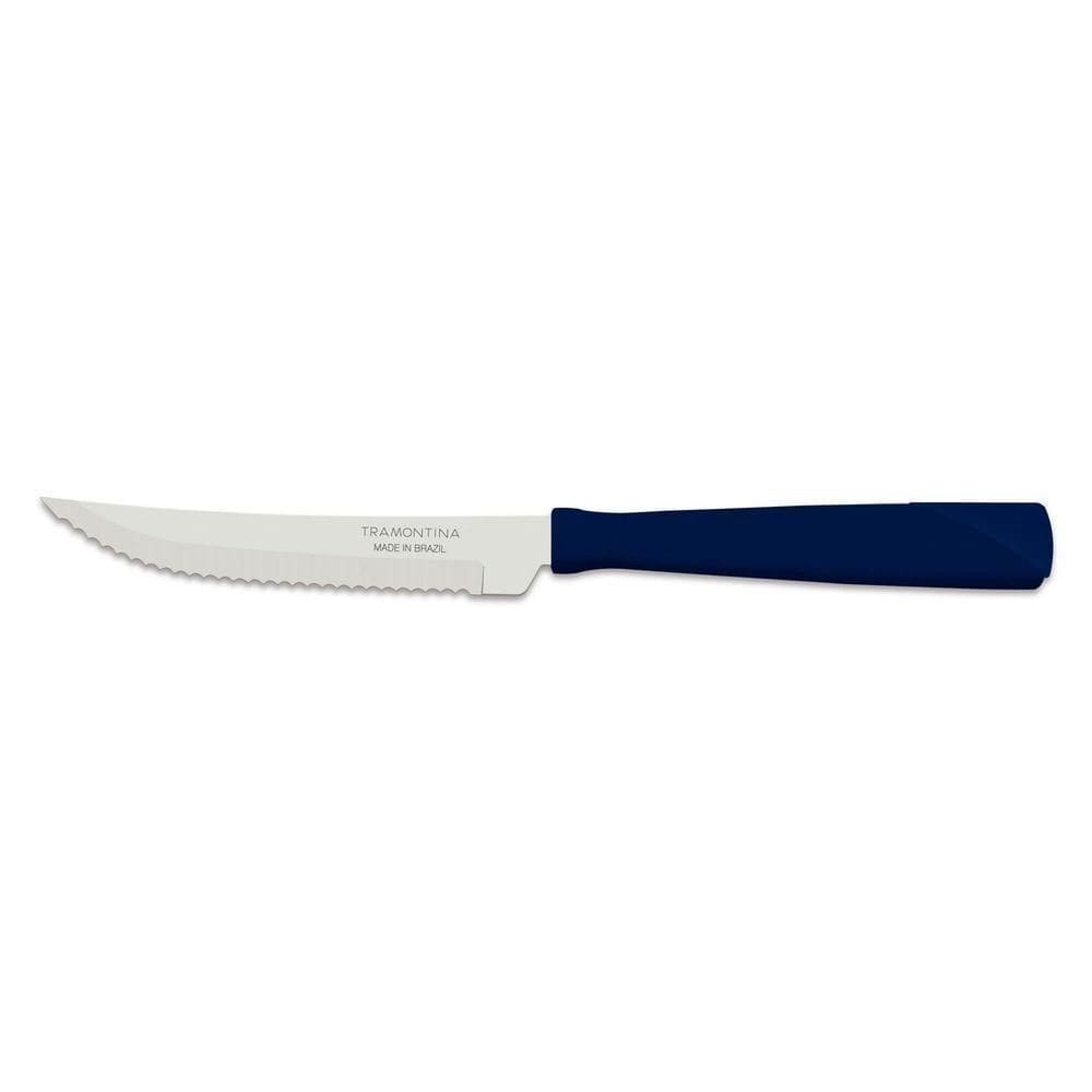 Faca Para Churrasco 4" Tramontina New Kolor Em Aço Inox E Cabo Azul Tramontina