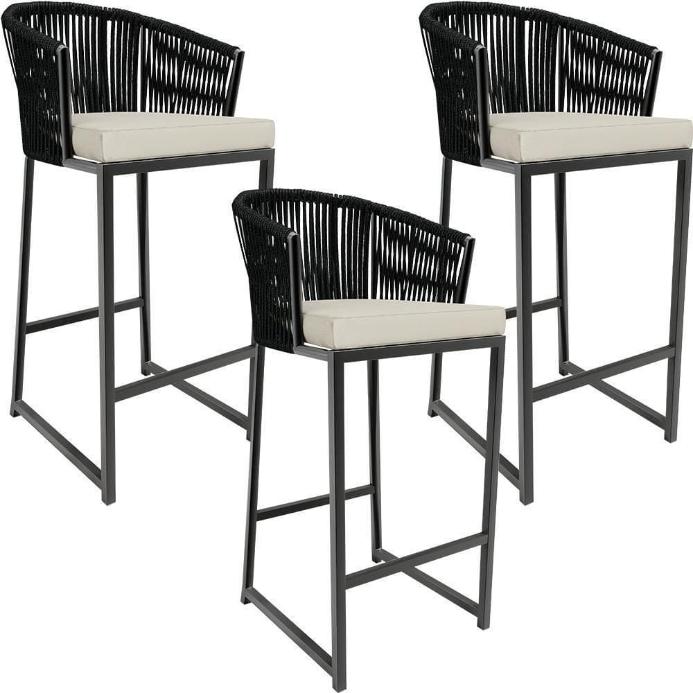 Kit 03 Banqueta Para Área Gourmet Cozinha Varanda D04 Preto