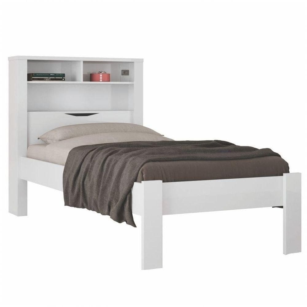 Cama Solteiro Invicta Com Baú Branco - Santos Andirá