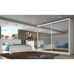 Roupeiro Verona Plus 2 Portas Espelhado Branco Acetinado