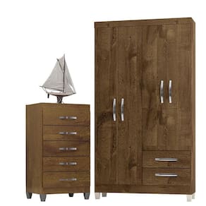 Guarda Roupa Solteiro Módena 4 Portas e Cômoda Cannes 5 Gavetas Malbec – Incorplac