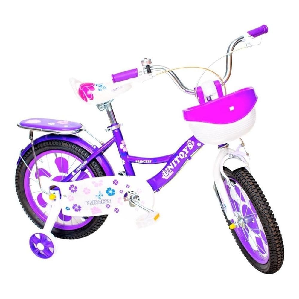 Bicicleta princess aro16 roxa meninas 5a 8 anos unitoys 1402