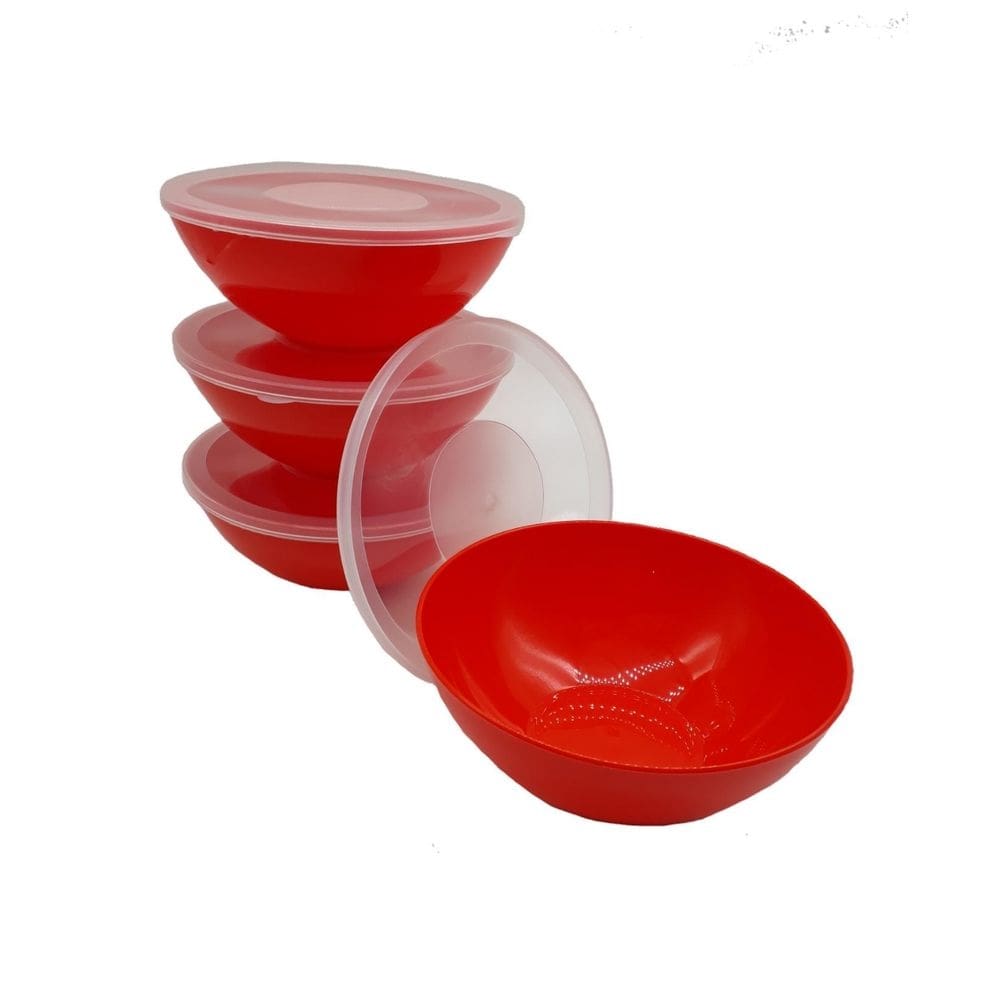2 potes redondo com tampa marmita sobremesa 600 ml vermelho