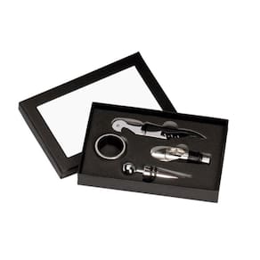 Caixa com Acessórios Para Vinho Kit 4 Peças Premium Wine