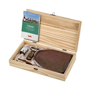 Kit Caixa Premium Acessórios Para Vinho Madeira Pinus Cooler