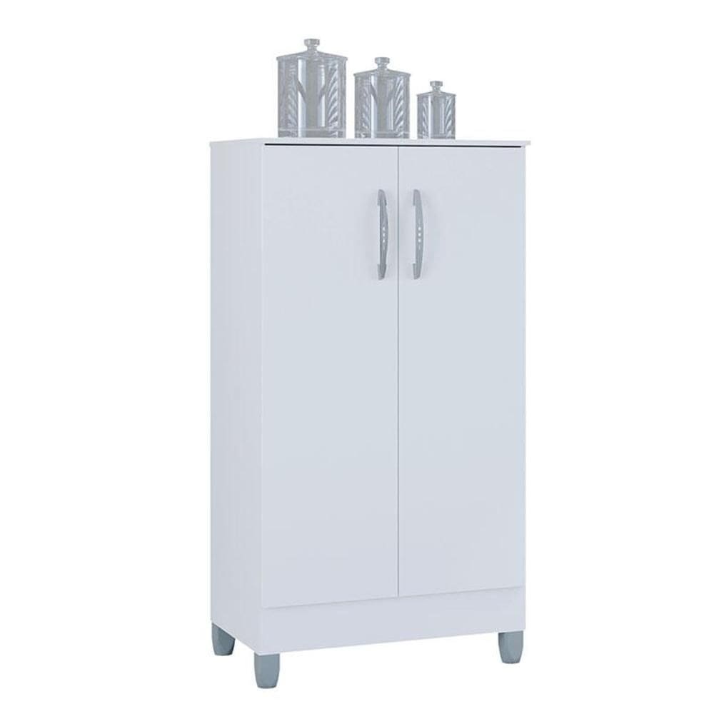 Armário Multiuso 2 Portas Pequeno Branco Brilho - Poquema
