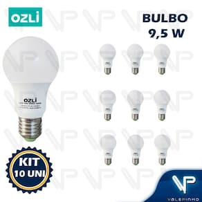 Lâmpada Led Bulbo 9,5W 3000K(Branco Quente)E27 Bivolt Kit10