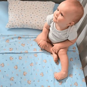Jogo De Lençol Para Berco Americano Bublim Baby 3 Peças 100% Algodão Marinheiro Azul