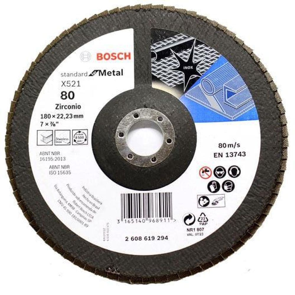Disco flap para metal 7 grão 80 bosch