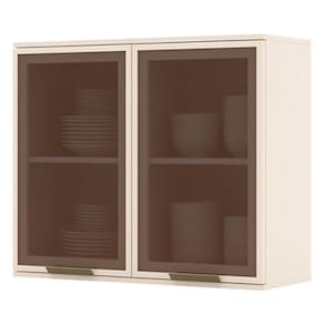 Armário Aéreo 2 Portas de Vidro 80 cm Évelin Off White – Henn