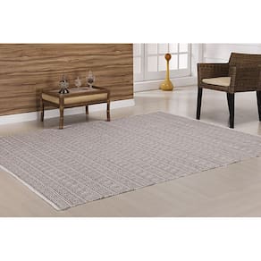 Tapete Indiano Kilim Anand 1,00Mx1,40M Algodão Bege