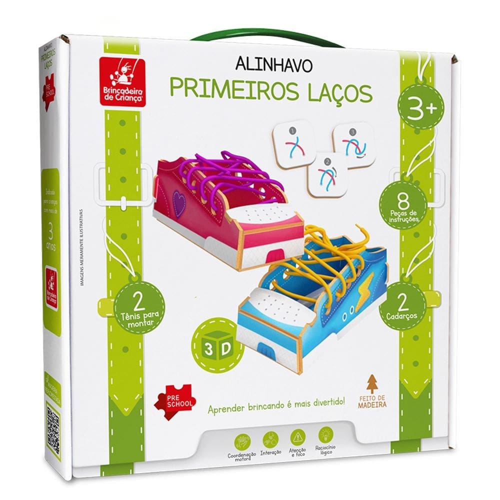 Brinquedo Educativo Alinhavo Tênis Primeiros Laços Cadarços